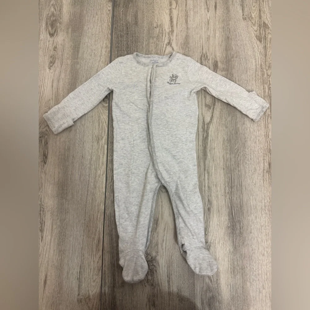 Ralph Lauren Gray and White Footies One Piece